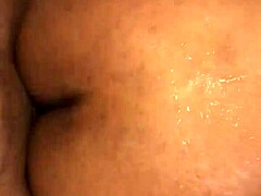 Ebony cheating woman in shower