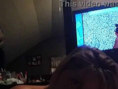 Giving a quick handjob and wet blowjob