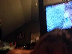 Giving a quick handjob and wet blowjob