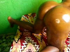 Semen release on voluptuous rear