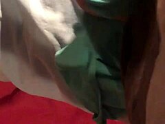 A sneaky handjob in the neighbor’s tempting bed