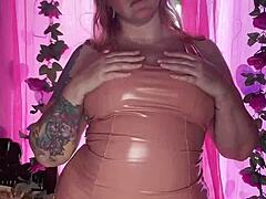 Raw Latex dress babe teases and fucks hard