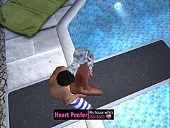 Sexy cartoon's poolside playful escape