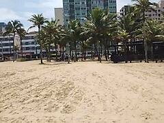 showing off my big tits at guilhermina beach