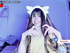 Asian girl wears white deer headband