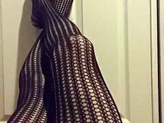 Stockings fetish babe teases in late night session