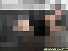 Submissive cuckold following all orders