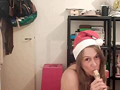 BDSM mistress brings champagne