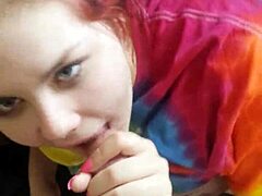 real teen hannah teases with slow dick sucking