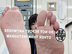 Japanese Office Feet Tease in Secret