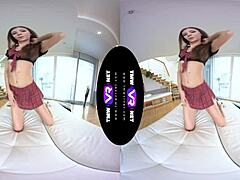 Shaved Teen's Solo Sofa Passion