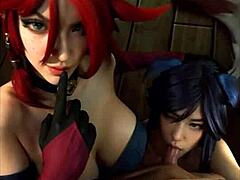 Miss Fortune and Ahri Hentai Cosplay Fuck