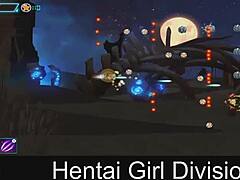 hentai neko girl teases in anime fantasy scene