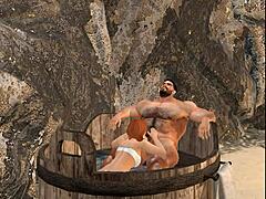 Muscular bear gets oral pleasure