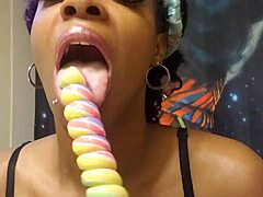 Ebony Babe Sucks Unicorn Lollipop with Flair