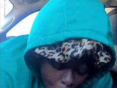 bbw teases with messy blowjob in tight car
