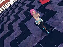 pink cat anime babe flaunts huge tits in lingerie
