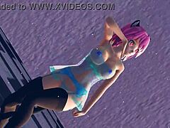 pink cat anime babe flaunts huge tits in lingerie