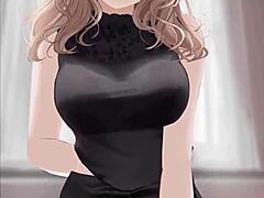 hey check out this anime girl in black dress riding dick and getting cum all over 😍