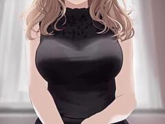 hey check out this anime girl in black dress riding dick and getting cum all over 😍