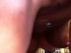 Blonde milf sucks and rides cock