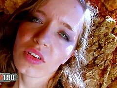 Young French babe Lena Luminescente takes deep anal outdoors