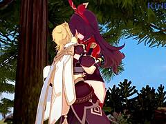 what’s behind Amber and Fischl’s intense hentai creampie?