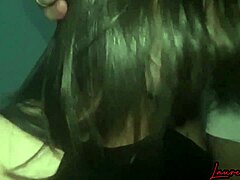 Brunette begs for intense facial heat