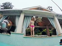 Girlfriends Fucked Hard Poolside on Raw Camera