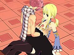 Lucy Natsu hentai delivers relentless blowjob and handjob action