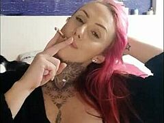 sensual girl smoking and teasing on webcam