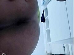 Brunette's hot bathroom play