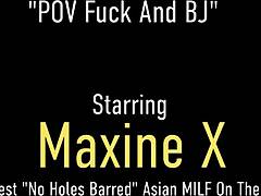 Asian beauty Maxines intense missionary sex and cum shower