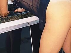 Hot blonde's kitchen sink tryst