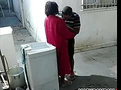 Neighbor surprises skinning dip with titjob