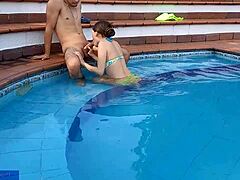 Innocent Colombian Girl Sucks in Public Pool