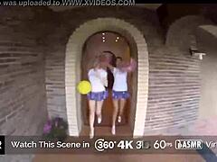 Busty blonde’s bold outdoor chaos