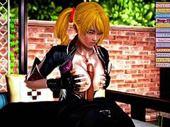 Hentai blonde takes rough blowjob and cumshot