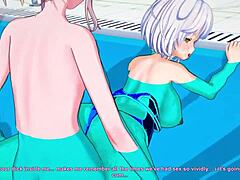 Poolside anime hentai fuck by Badpoipoi