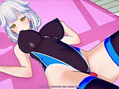 Hot 3D anime poolside encounter
