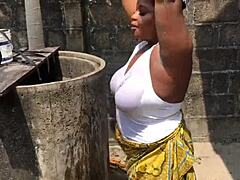 Bitch with Massive Tits Helped and Fucked Hard Outdoor!