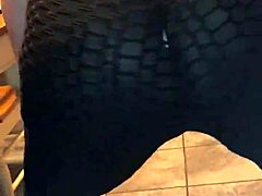 The wife with the big ass shakes her ass and shows her big tits while dancing