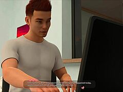Playing a visual novel game with hot girls in it