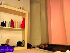 Slender beauty enjoys huge shaft and toy play