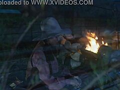 Outdoor country action with hot cowgirl and facial finish