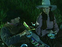 Outdoor country action with hot cowgirl and facial finish