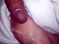 Hot cumshot lands on my oiled feet, dripping slowly