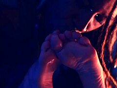 femdom demands foot worship with intense licking and gagging