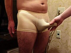 Weak Guy Cums from Rough Femdom Cock Teasing