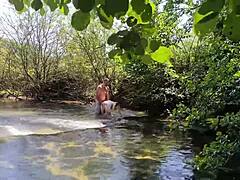 Couple caught fucking ass outdoors hard